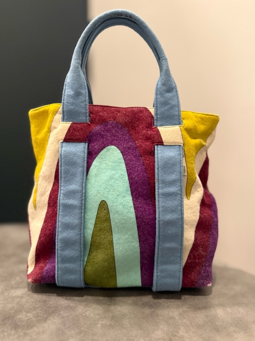 Emilio Pucci Vintage Tote with Multicolor Patchwork and Snap Closure, Wool Bag - Picture 3 of 13